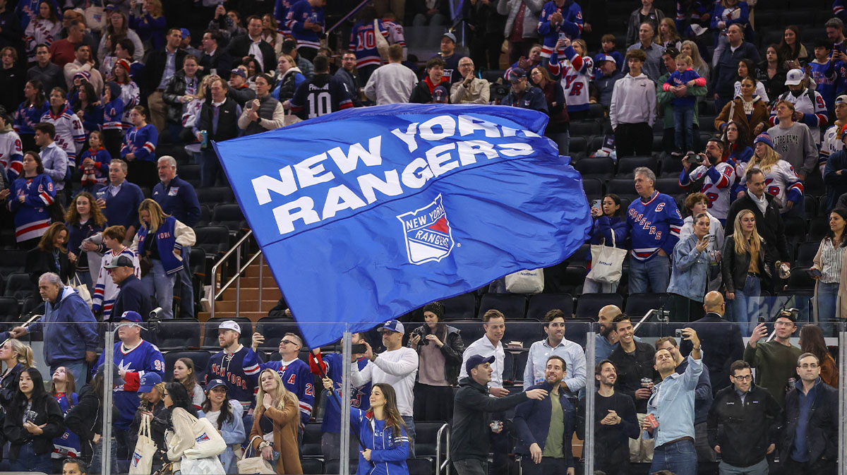 New York Rangers fans at Madison Square Garden.