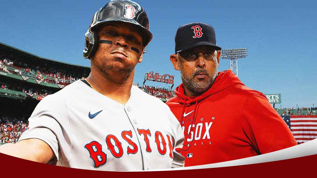 Rafael Devers and Alex Cora Red Sox