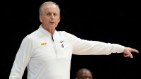 Tennessee Volunteers head coach Rick Barnes directs his team during the first half of a game against the Houston Cougars on Sunday, March 30, 2025, during the Elite Eight round of the NCAA March Madness tournament