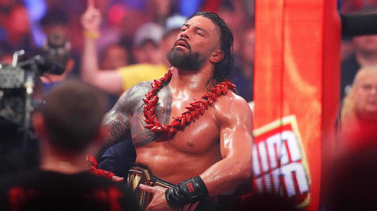 WWE star Roman Reigns, who is currently on hiatus, leaving the Royal Rumble.