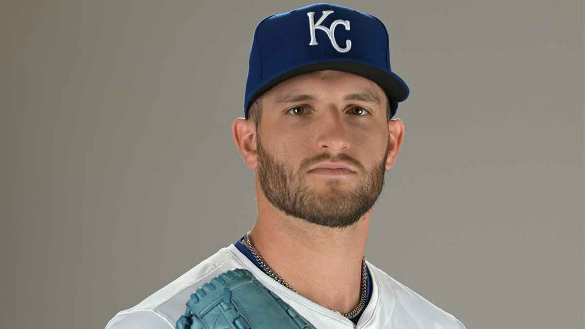 Kansas City Royals starting pitcher Noah Cameron (65) poses for a photo during media day at Camelback Ranch.