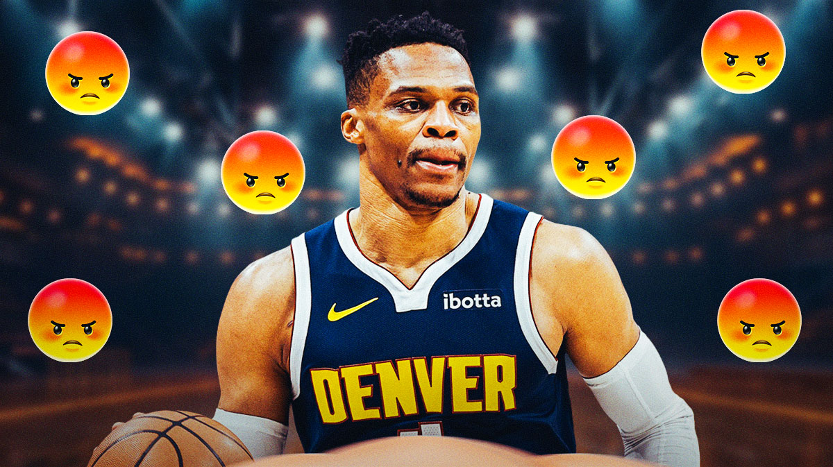 Russell Westbrook with a bunch of angry emojis around him