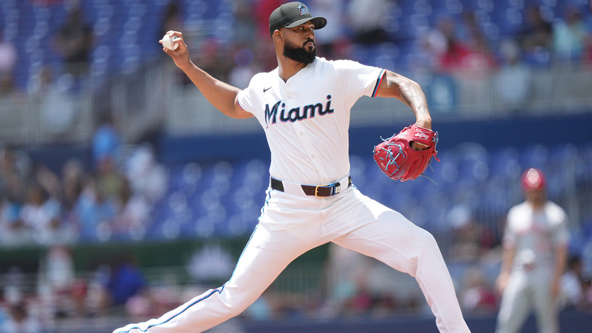 Miami Marlins pitcher Sandy Alcantara (22) pitches in the first inning against the Cincinnati Reds at loanDepot Park.