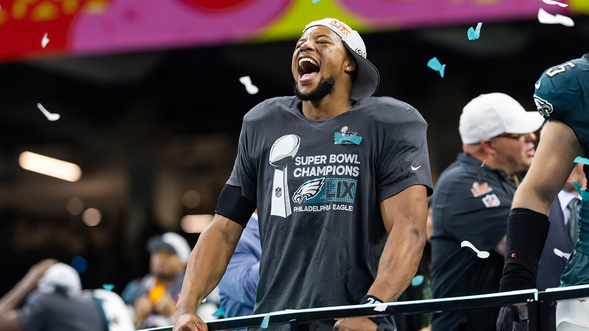 Former Giants running back Saquon Barkley, who President Donald Trump claimed to have warned the team against letting go during the Eagles' White House visit, after the Eagles won the Super Bowl.