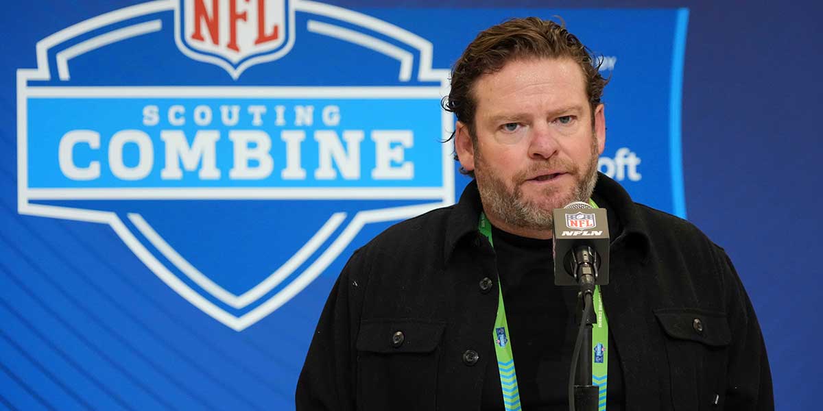 Seattle Seahawks general manager John Schneider speaks during the NFL Scouting Combine at the Indiana Convention Center.