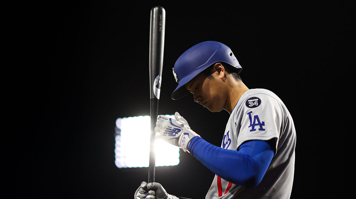 Shohei Ohtani, who Donald Trump praised during the Dodgers' White House visit, against the Phillies during game on April 6, 2025.