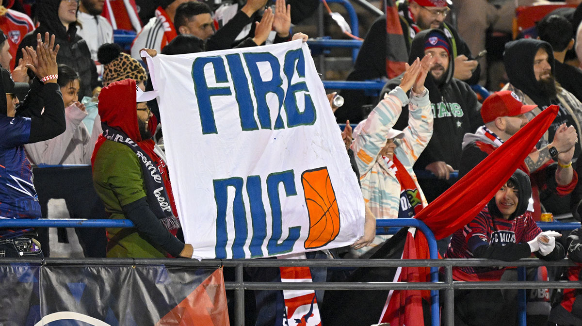 Mavericks general manager Nico Harrison during the first half of the game between FC Dallas and Chicago Fire at Toyota Stadium
