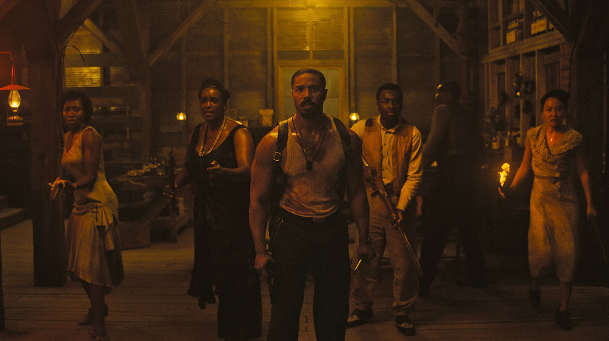 Jayme Lawson, Wunmi Mosaku, Michael B. Jordan, Miles Caton, and Li Jun Li in a still from Ryan Coogler's Sinners.