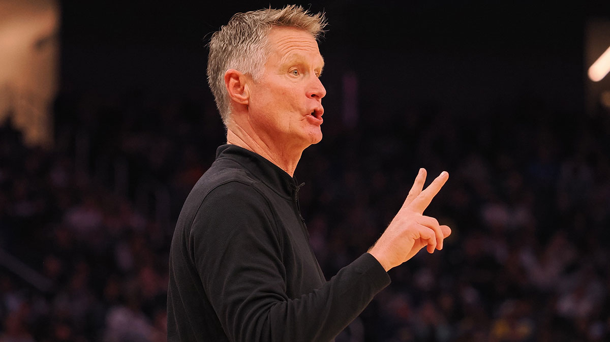Golden State Warriors head coach Steve Kerr on the sideline during the first quarter against the Denver Nuggets at Chase Center.