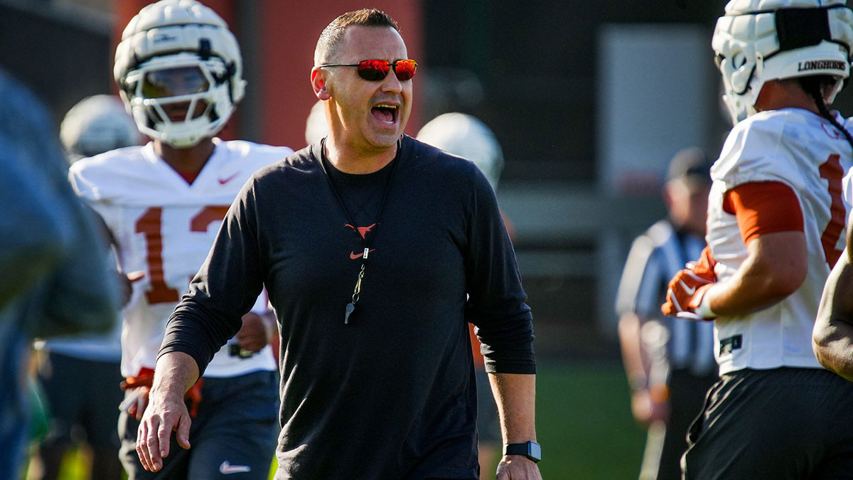 Texas Longhorns Head Coach Steve Sarkisian during their first practice of the spring season on Tuesday, March 25, 2025.