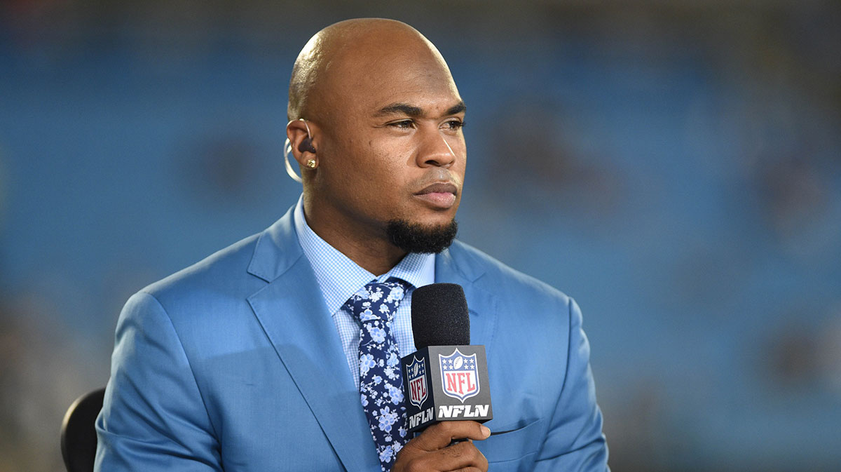 NFL GameDay Kickoff analyst Steve Smith Sr. before the game at Bank of America Stadium.