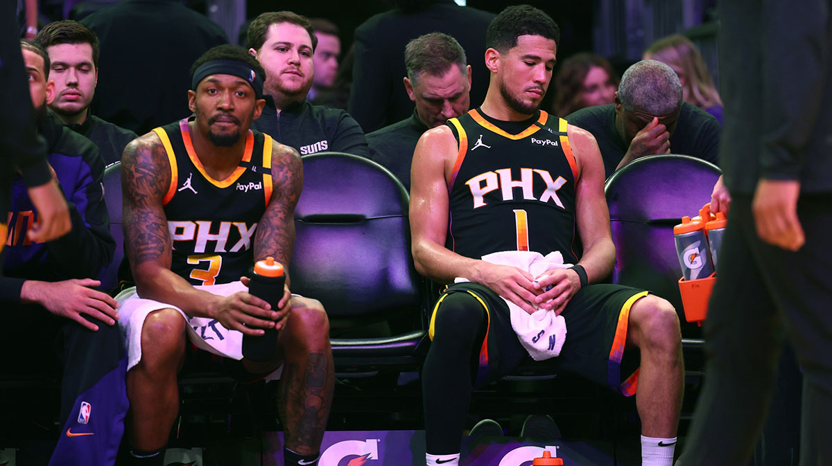 Suns All-Star Devin Booker next to Suns guard Bradley Beal