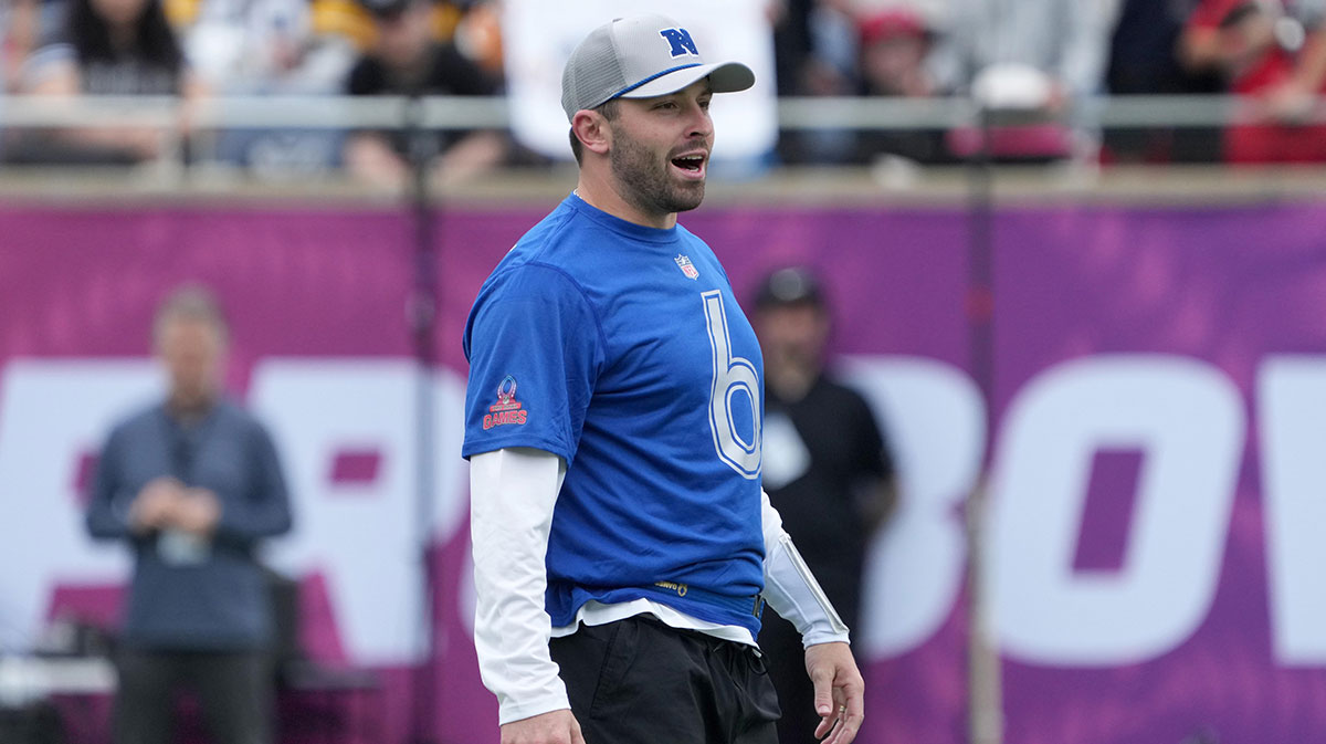 Tampa Bay Buccaneers quarterback Baker Mayfield (6) during NFC Practice for the Pro Bowl Games at Camping World Stadium.