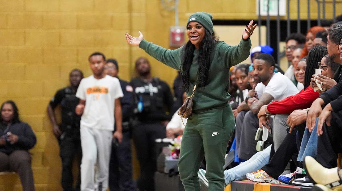 Teniya Morant, sister of Grizzlies player Ja Morant, reacts after a foul was called on a Whitehaven player