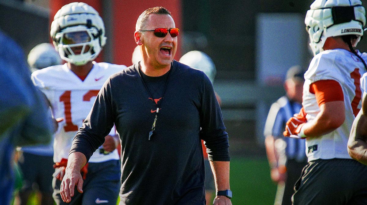 Texas Longhorns Head Coach Steve Sarkisian during their first practice of the spring season.