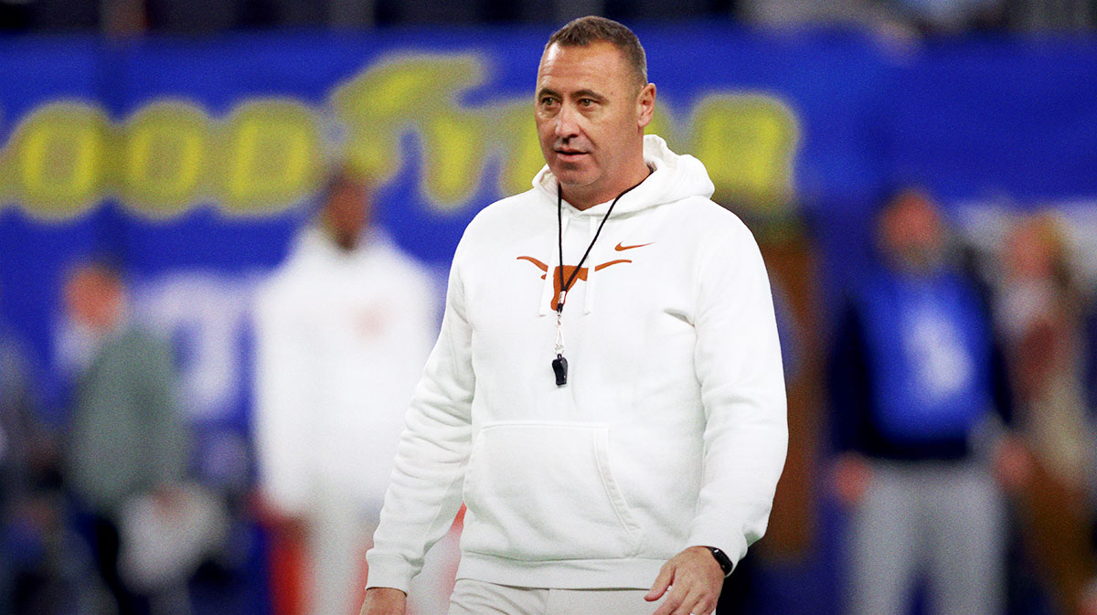 Texas Longhorns head coach Steve Sarkisian before the College Football Playoff semifinal against the Ohio State Buckeyes in the Cotton Bowl at AT&T Stadium.