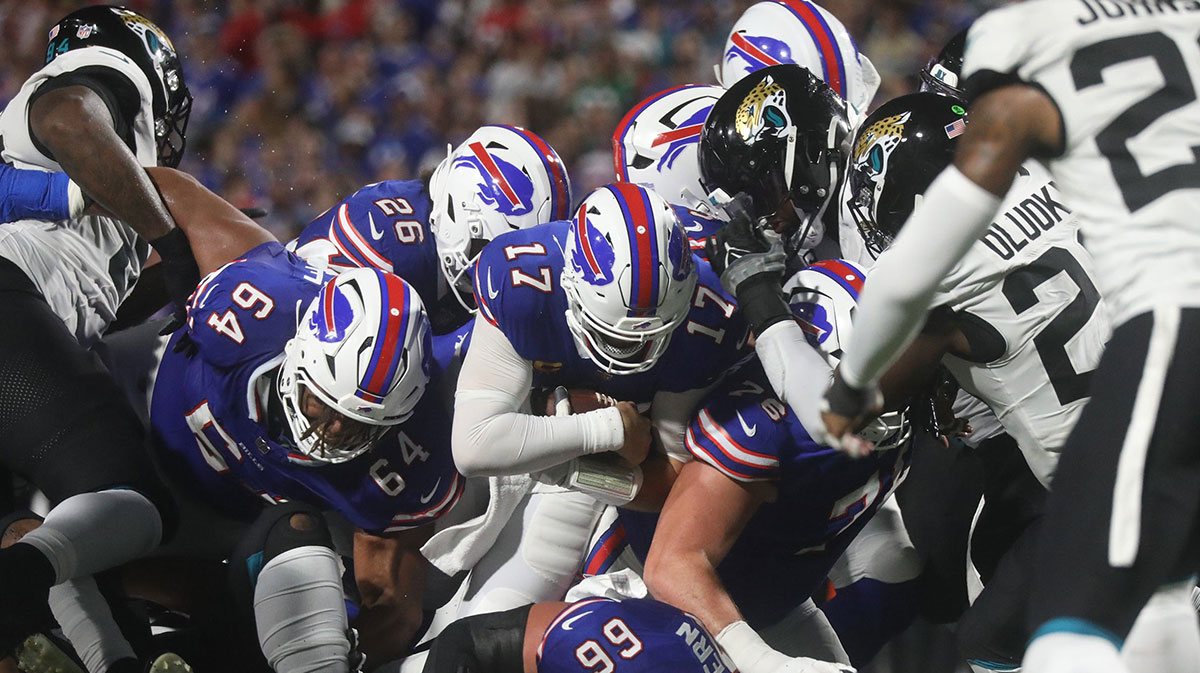 The Bills using the Tush Push with quarterback Josh Allen against the Jaguars.