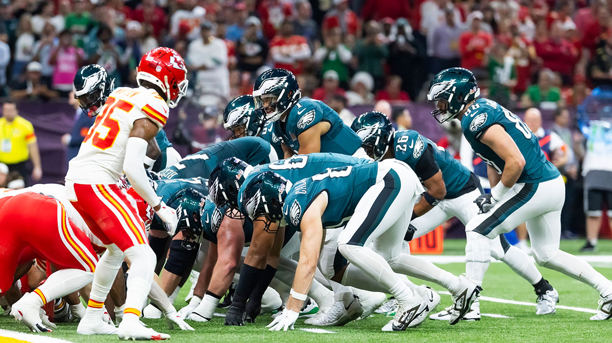 The Eagles running the Tush Push — which the creator of the play, four-time Pro Bowl star Anthony Barr, spoke about — against the Chiefs in Super Bowl 59.