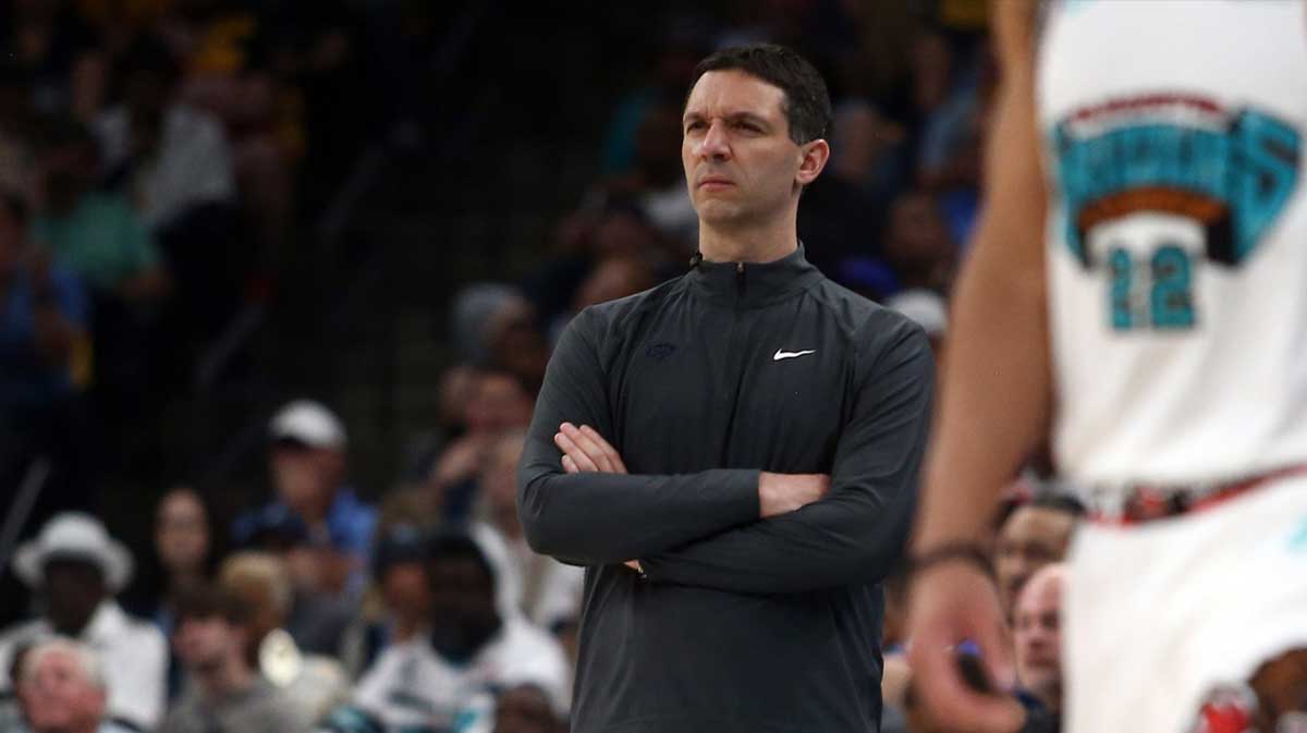 Thunder head coach Mark Daigneault looks on during the second quarter against the Memphis Grizzlies during game three for the first round of the 2024 NBA Playoffs at FedExForum