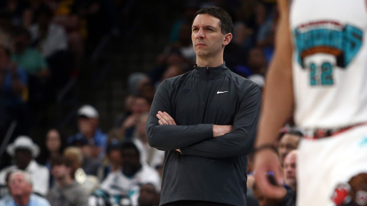 Thunder head coach Mark Daigneault during a press conference before game three for the first round of the 2024 NBA Playoffs against the Memphis Grizzlies at FedExForum