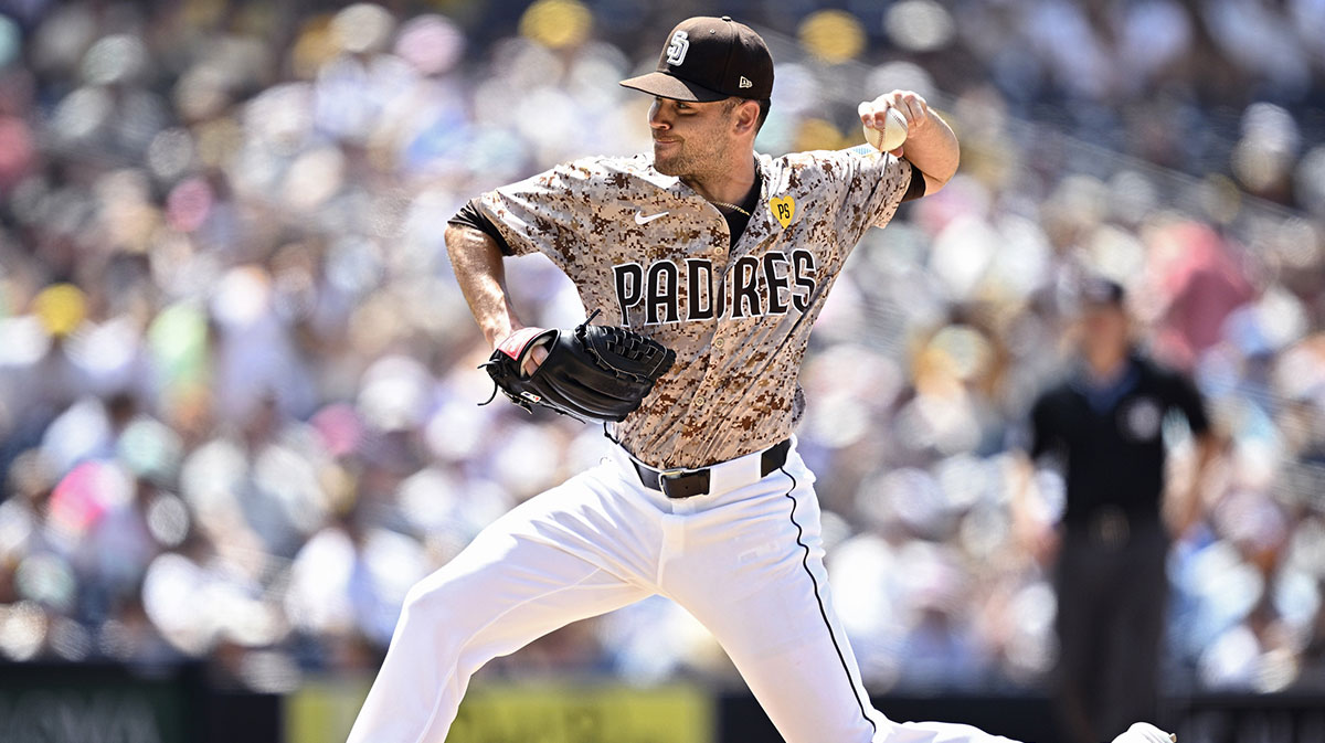 San Diego Padres relief pitcher Tom Cosgrove (59) pitches against the Milwaukee Brewers during the seventh inning at Petco Park.