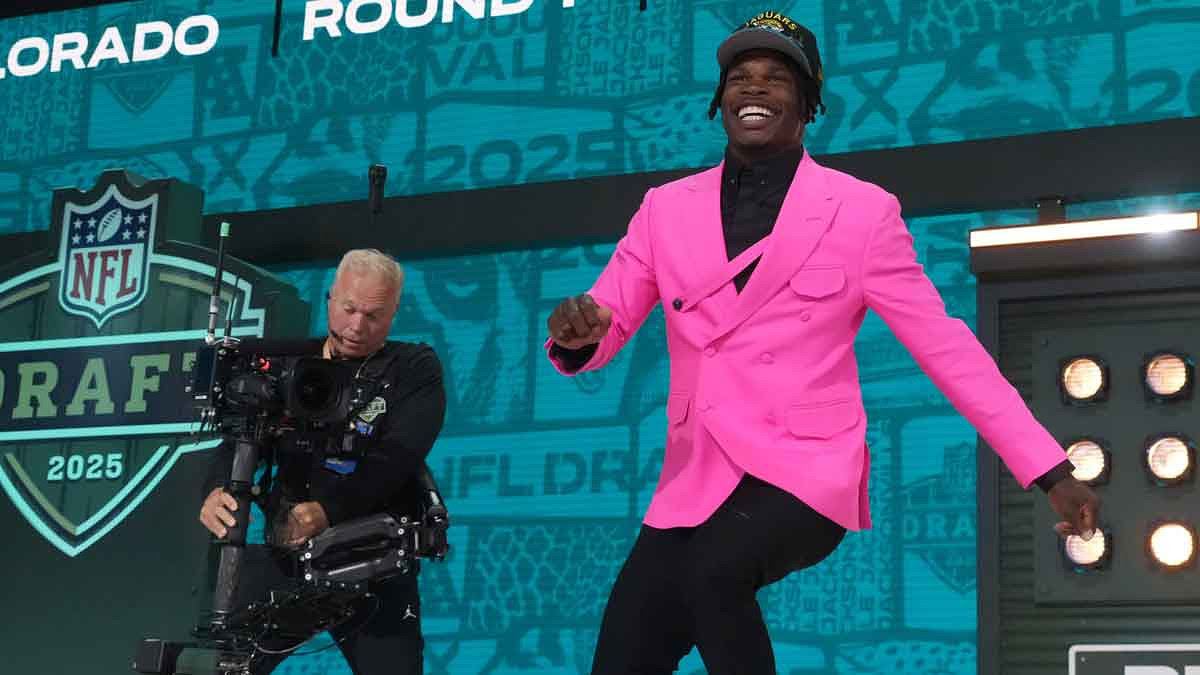 Colorado Buffaloes wide receiver Travis Hunter is selected by the Jacksonville Jaguars as the number two pick in the first round of the 2025 NFL Draft at Lambeau Field.