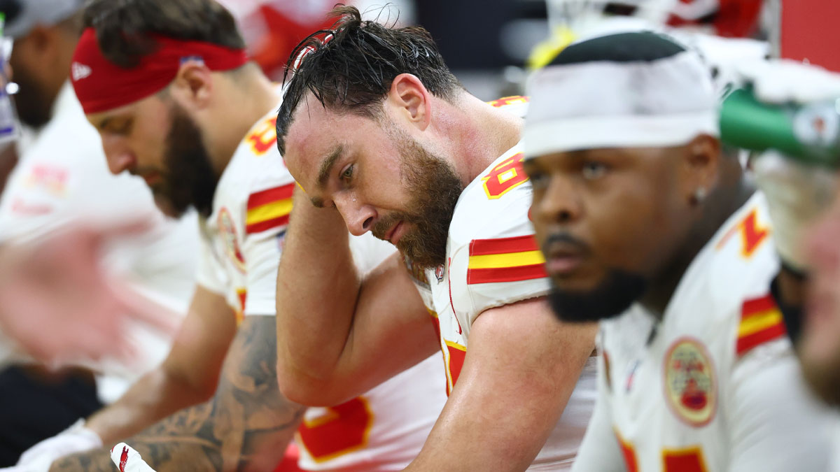 Kansas City Chiefs tight end and New Heights host Travis Kelce, who addressed his viral Easter post from college, at Super Bowl 59.
