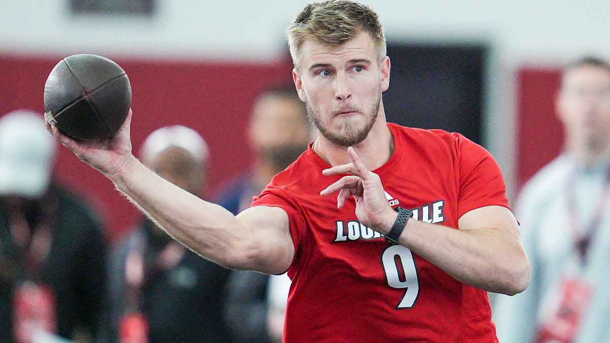 Louisville quarterback Tyler Shough during Pro Day at the UofL Football's Trager Indoor Practice Facility Tuesday, March 25, 2025.