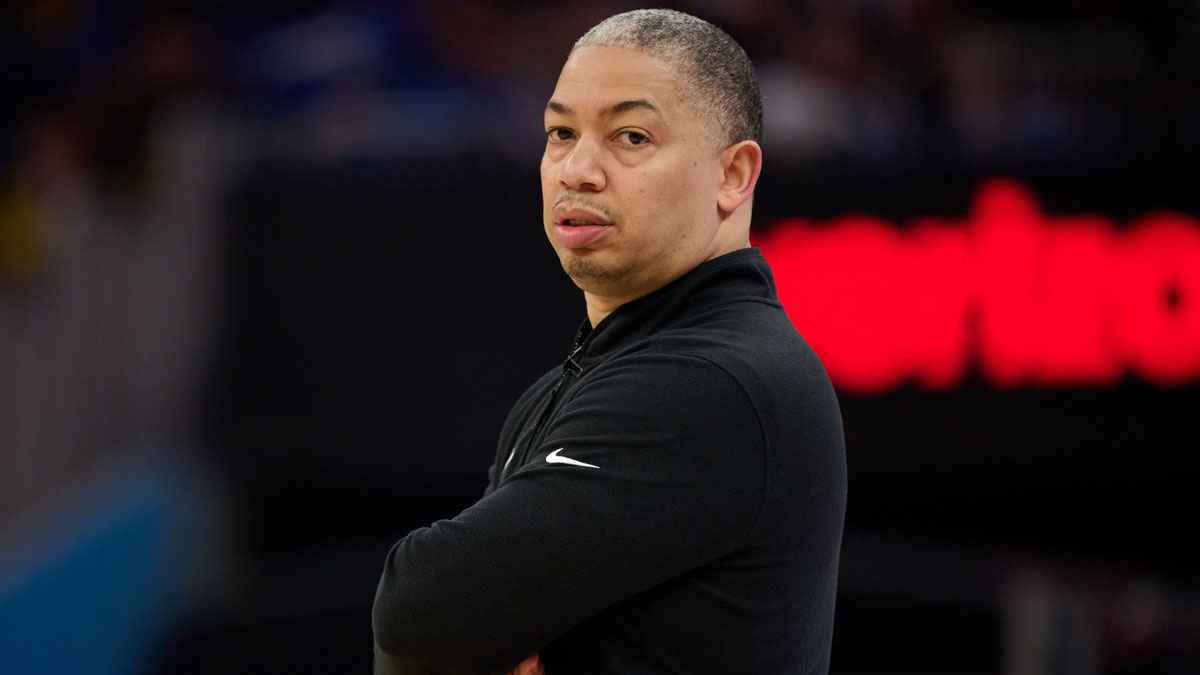 LA Clippers head coach Tyronn Lue looks on against the Golden State Warriors during the first quarter at Chase Center.