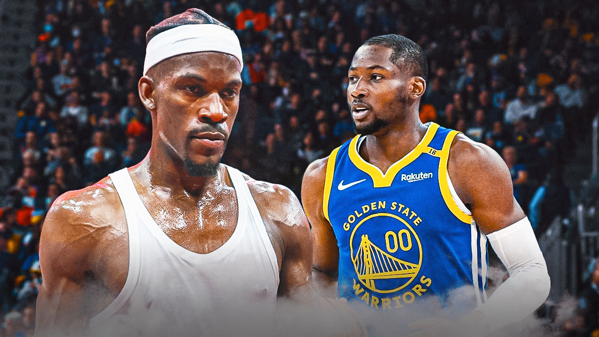 Warriors' Jimmy Butler injured with Jonathan Kuminga lurking behind him