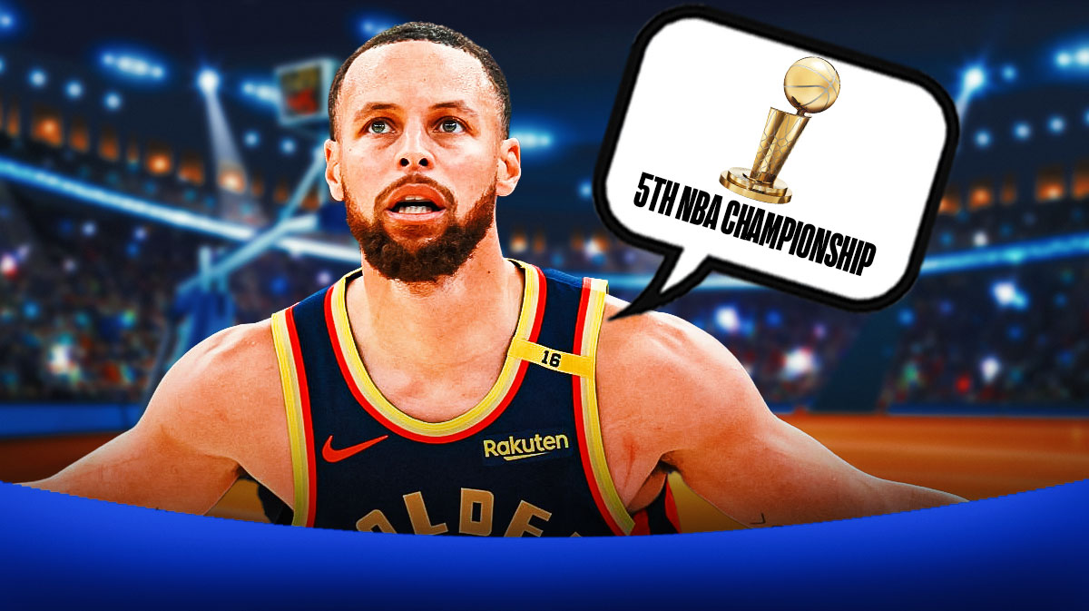 Stephen Curry thinking about a 5th NBA Championship (in a thought bubble)