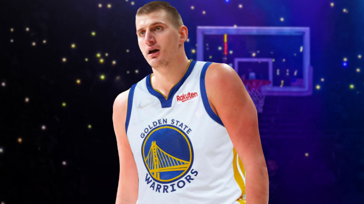 Nikola Jokic photoshopped in Warriors jersey. Number 15