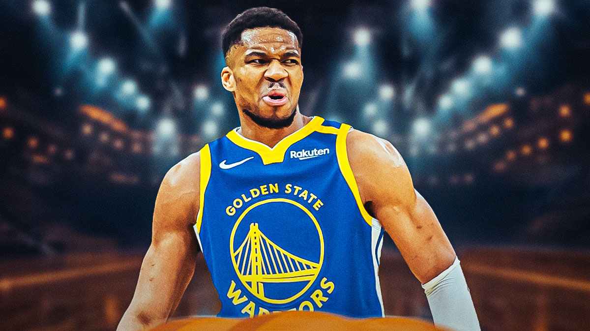 Bucks' Giannis Antetokounmpo in a Warriors jersey