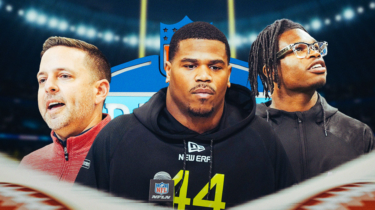 Eliot Wolf. Abdul Carter, Travis Hunter. NFL Draft logo.