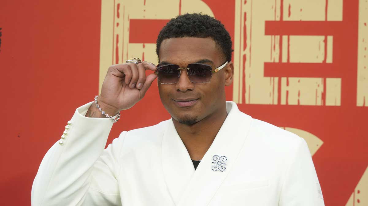 Michigan Wolverines cornerback Will Johnson on the red carpet before the 2025 NFL Draft at Lambeau Field.