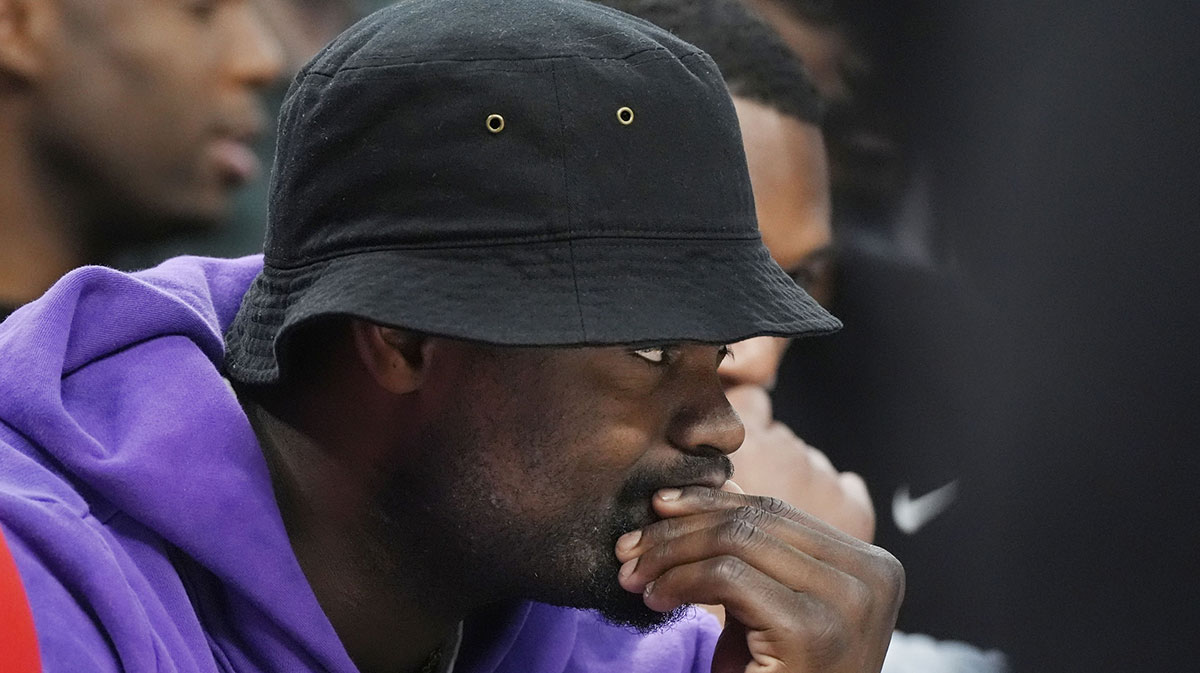 New Orleans Pelicans forward Zion Williamson (1) watches his team from the bench as they play the Minnesota Timberwolves in the fourth quarter at Target Center.