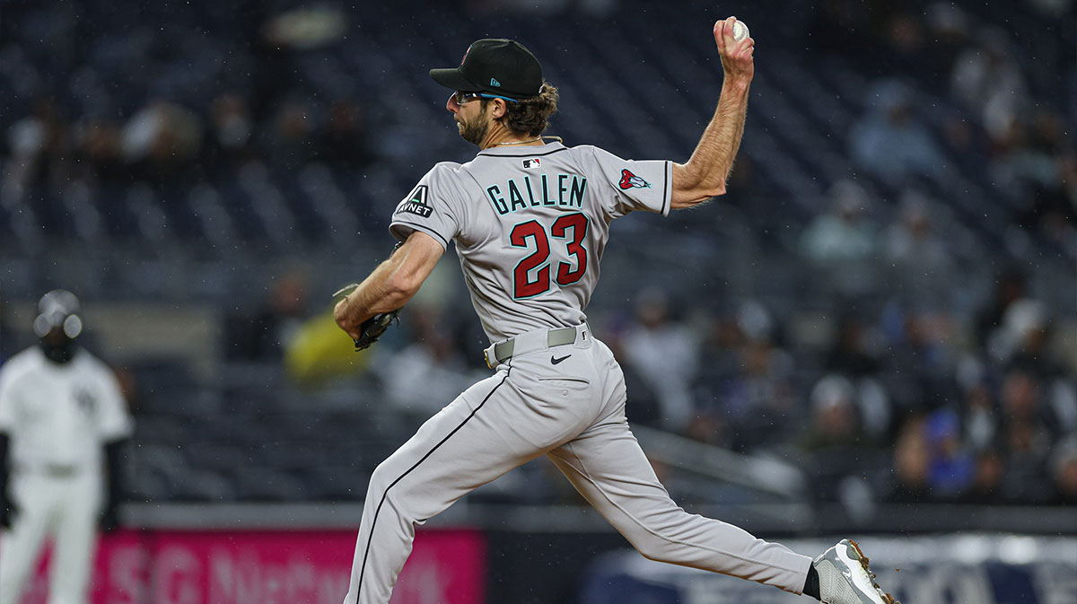 Arizona Diamondbacks starting pitcher Zac Gallen (23) delivers a pitch during the first inning against the New York Yankees at Yankee Stadium.