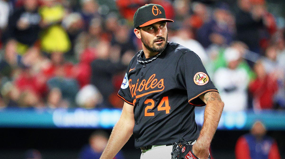 Baltimore Orioles pitcher Zach Eflin (24) walks off the field during the fifth inning against the Boston Red Sox at Oriole Park at Camden Yards.