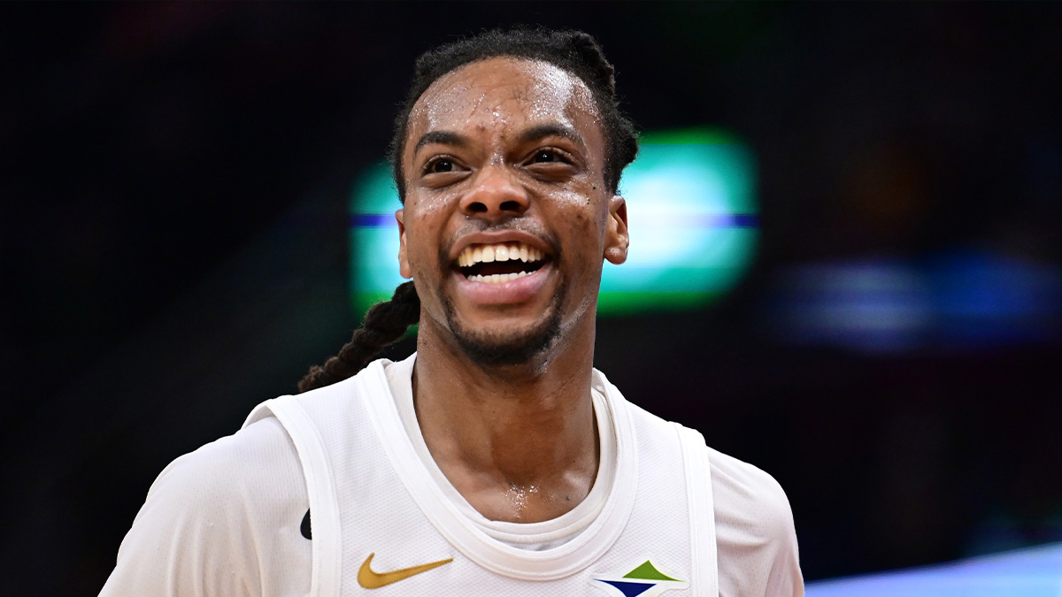 Cleveland Cavaliers guard Darius Garland (10) celebrates during the second half against the Los Angeles Clippers at Rocket Arena.