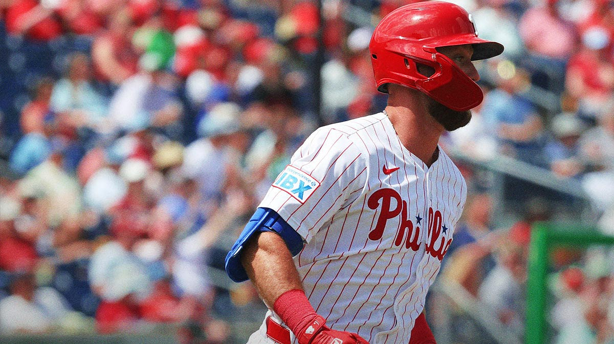Philadelphia Phillies first base Kody Clemens (2) singles during the sixth inning against the Tampa Bay Rays.