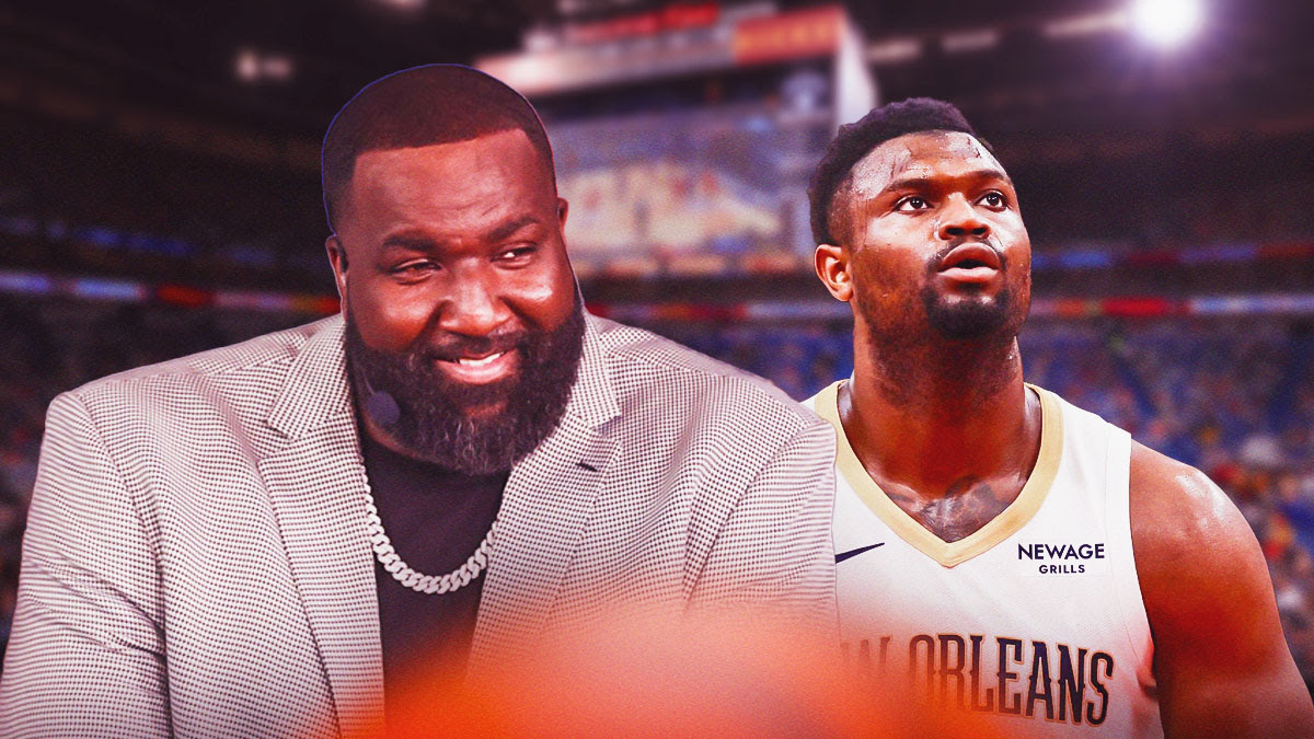 Pelicans' Zion Williamson next to Kendrick Perkins