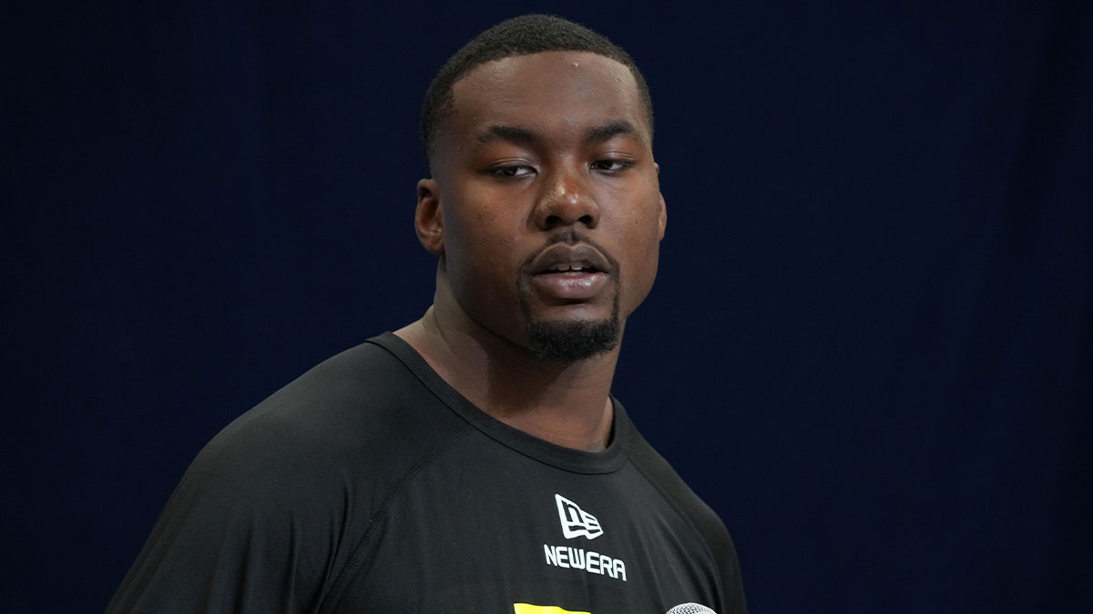 Georgia defensive lineman Mykel Williams (DL73) during the 2025 NFL Scouting Combine at the Indiana Convention Center.
