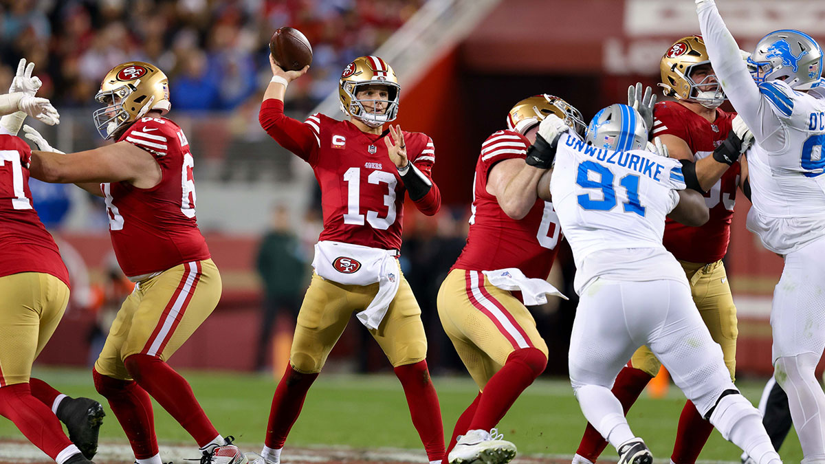 San Francisco 49ers quarterback Brock Purdy (13) during the game against the Detroit Lions at Levi's Stadium.