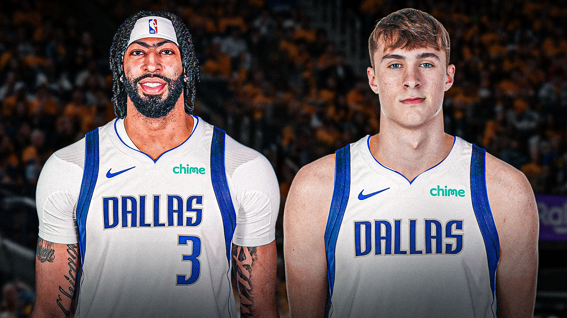 Anthony Davis and Cooper Flagg (photoshopped in Mavericks jersey)