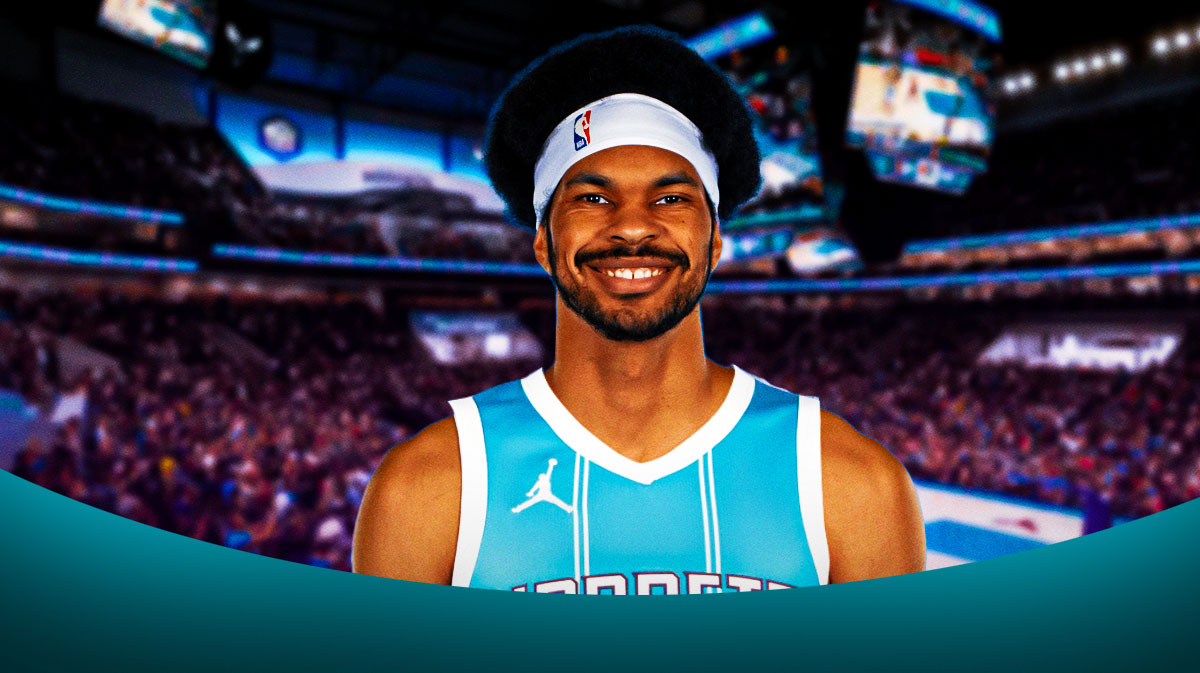 Jarrett Allen photoshopped in Hornets jersey.