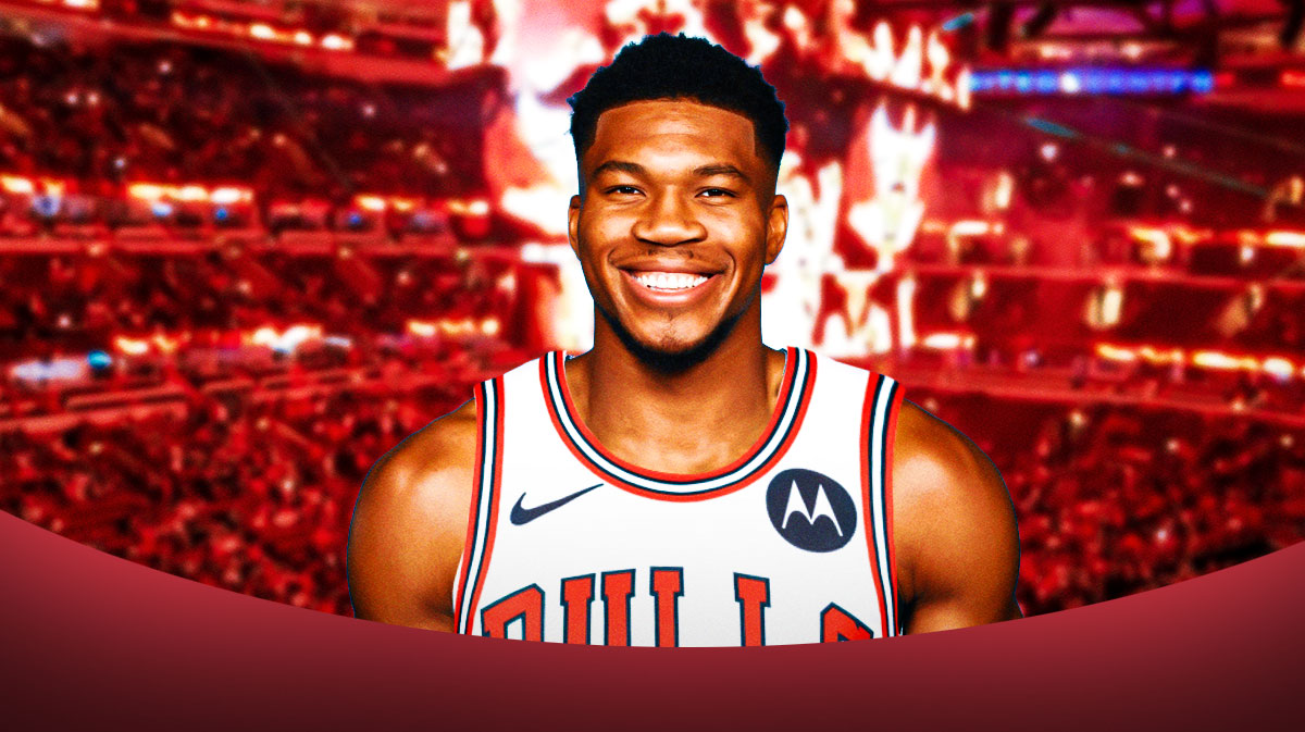Giannis Antetokounmpo photoshopped in Bulls jersey.