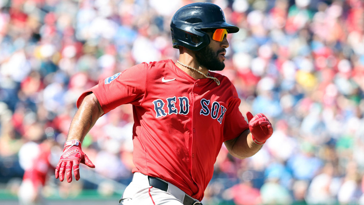Boston Red Sox infielder Abraham Toro (29) hits a 2-RBI single against the Philadelphia Phillies during the third inning at BayCare Ballpark.