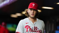 Philadelphia Phillies third baseman Alec Bohm (28) during the fourth inning against the Colorado Rockies at Coors Field.