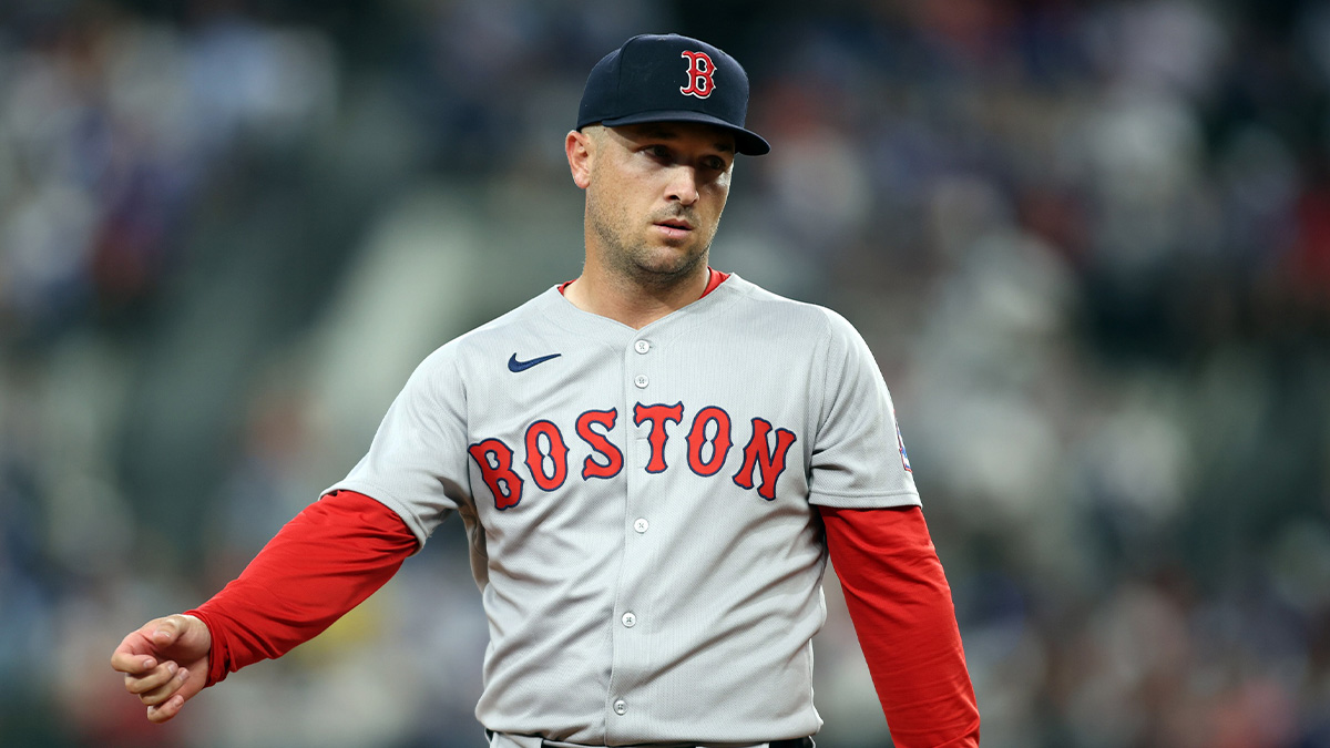 Mar 27, 2025; Arlington, Texas, USA; Boston Red Sox third base Alex Bregman (2) walks on the field in the first inning against the Texas Rangers at Globe Life Field. Mandatory Credit: Tim Heitman-Imagn Images