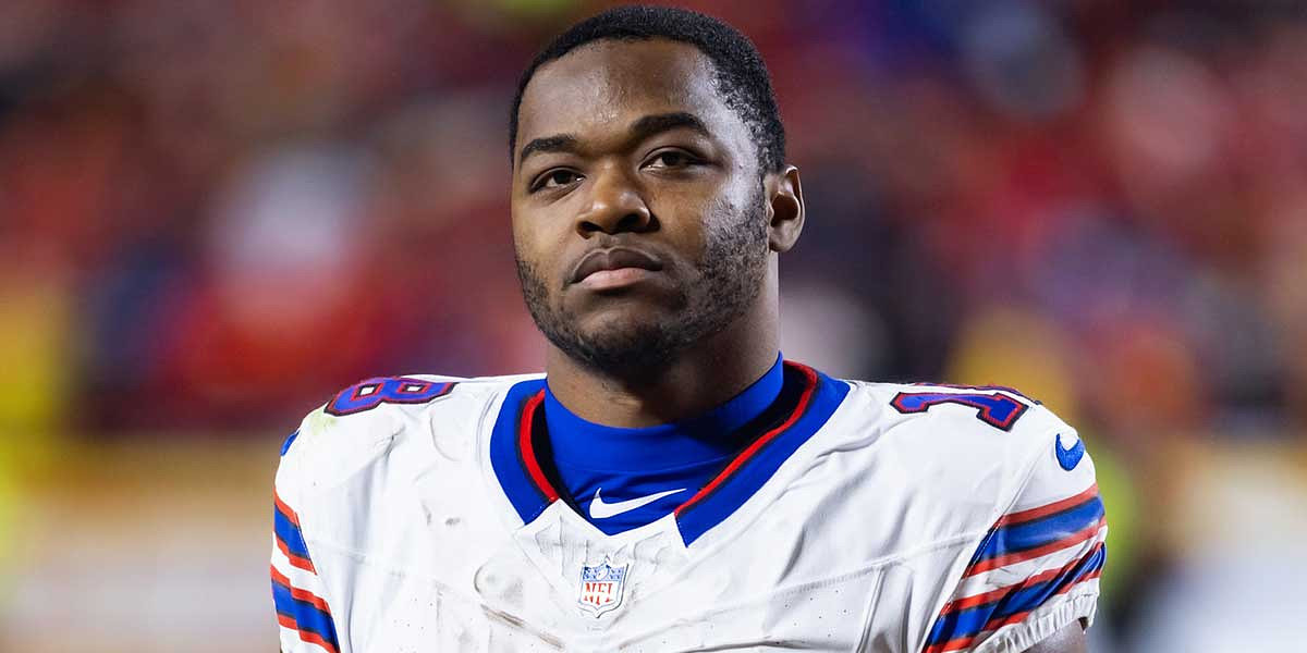 Buffalo Bills wide receiver Amari Cooper (18) against the Kansas City Chiefs during the AFC Championship game at GEHA Field at Arrowhead Stadium.